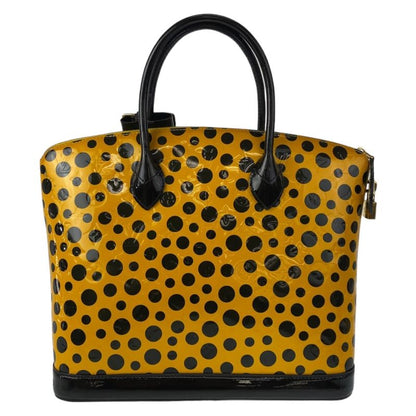 Louis Vuitton Monogram Vernis Lockit MM Yayoi Kusama Gold Patent Leather Handbag