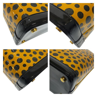 Louis Vuitton Monogram Vernis Lockit MM Yayoi Kusama Gold Patent Leather Handbag