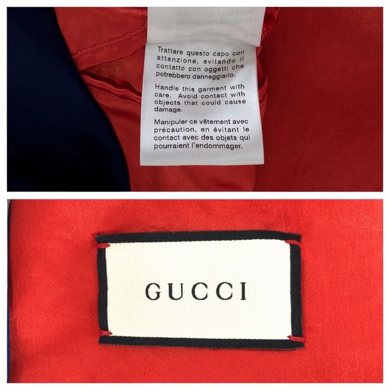 Gucci GG 44 Navy White Red Acetate Rayon Polyester Zabzr Stadium Jumper Sweater