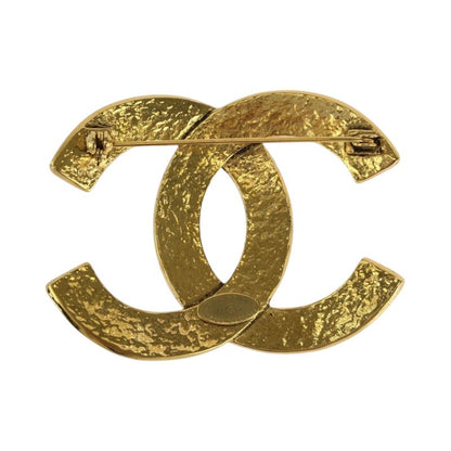 Chanel Vintage Big CC Logo Gold Plated Brooch 94