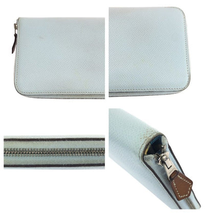 Hermes Azap Silk in Long Light Blue Silver Veau Wallet