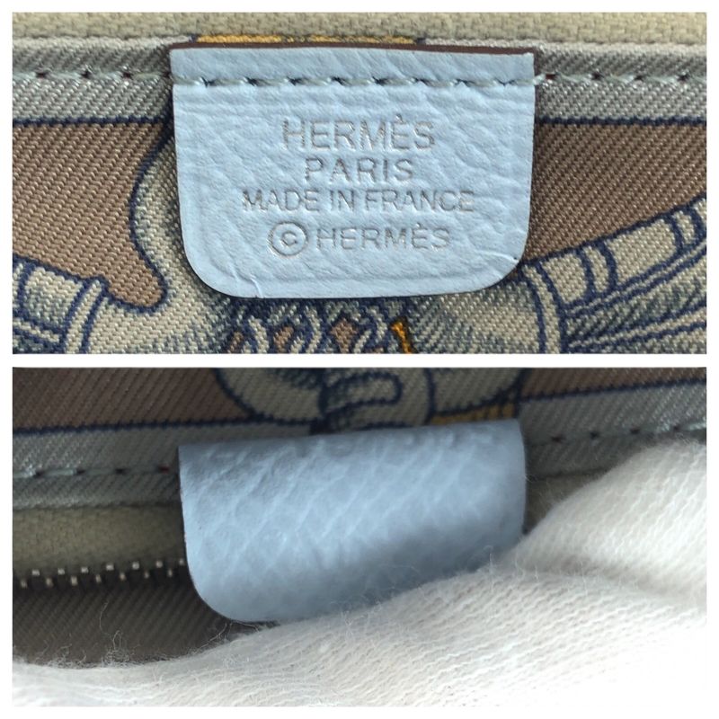 Hermes Azap Silk in Long Light Blue Silver Veau Wallet