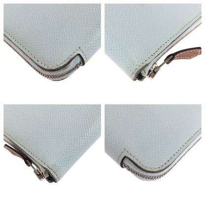 Hermes Azap Silk in Long Light Blue Silver Veau Wallet