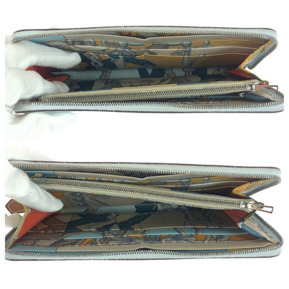 Hermes Azap Silk in Long Light Blue Silver Veau Wallet