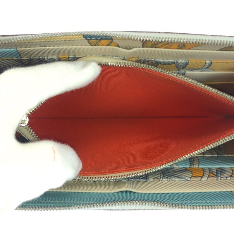 Hermes Azap Silk in Long Light Blue Silver Veau Wallet