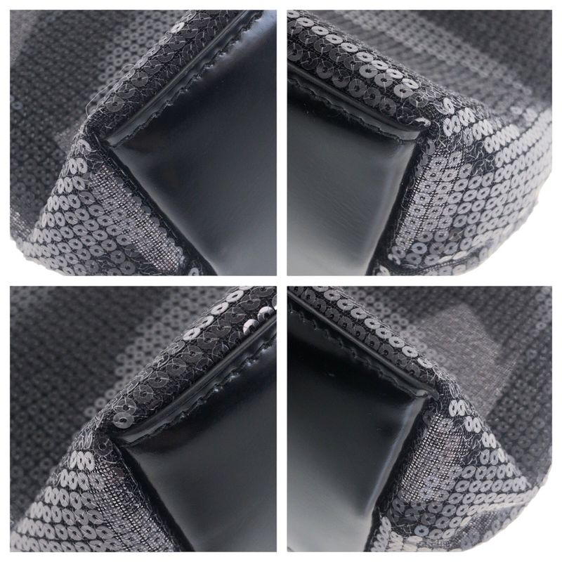 Prada Mesh Black Silver Sequin Leather Tote