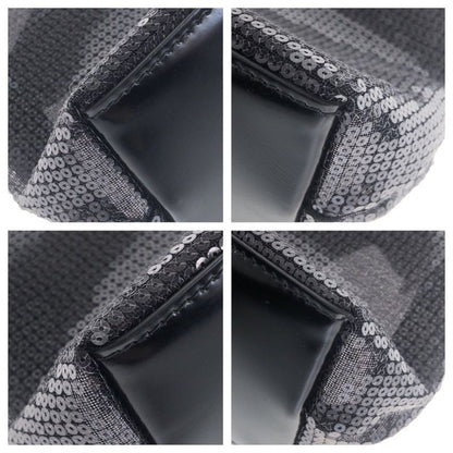 Prada Mesh Black Silver Sequin Leather Tote
