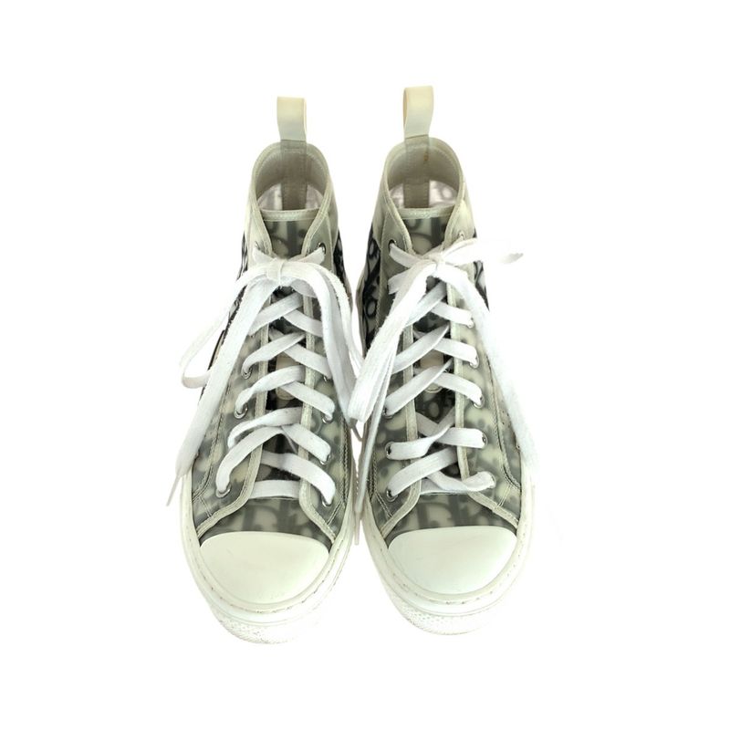Dior Oblique White Black Fabric Rubber Sneakers High Cut