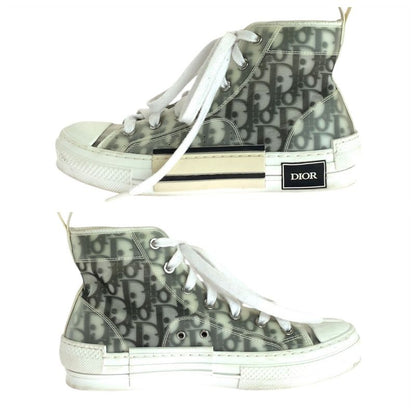 Dior Oblique White Black Fabric Rubber Sneakers High Cut