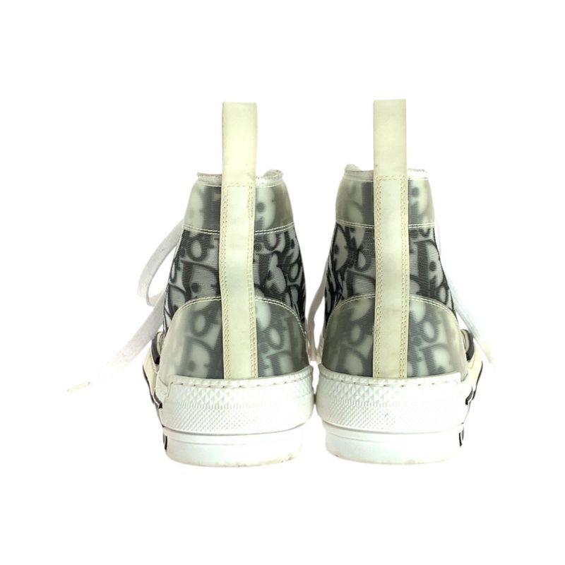 Dior Oblique White Black Fabric Rubber Sneakers High Cut