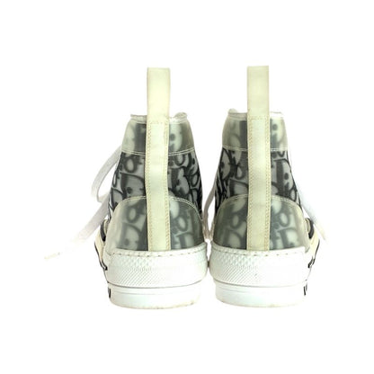 Dior Oblique White Black Fabric Rubber Sneakers High Cut