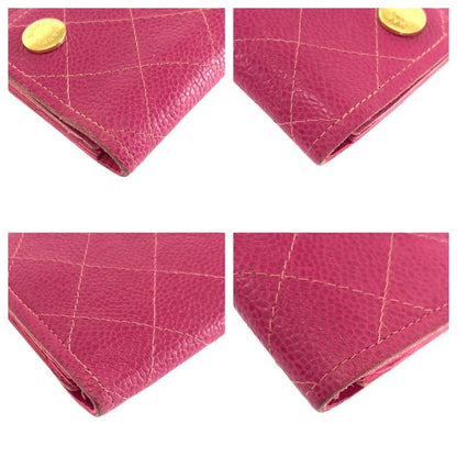 Chanel Vintage Pink Gold Caviar Leather Wallet Chain