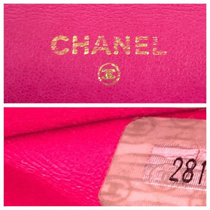 Chanel Vintage Pink Gold Caviar Leather Wallet Chain
