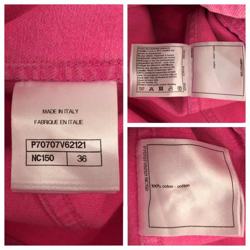 Chanel CC Logo 36 Pink Gold Cotton Denim Jacket