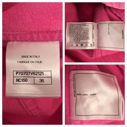 Chanel CC Logo 36 Pink Gold Cotton Denim Jacket
