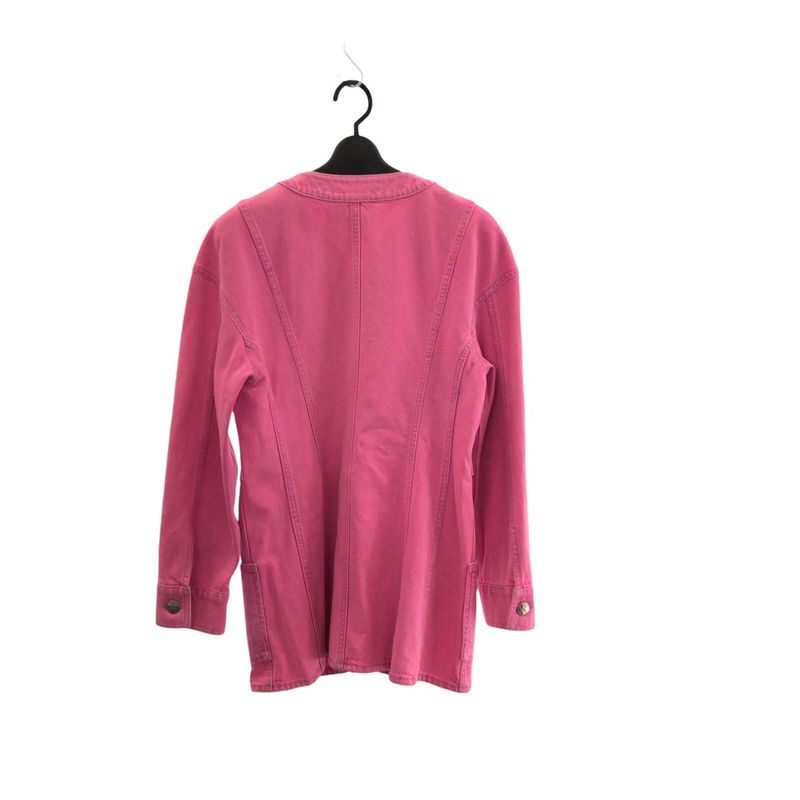Chanel CC Logo 36 Pink Gold Cotton Denim Jacket