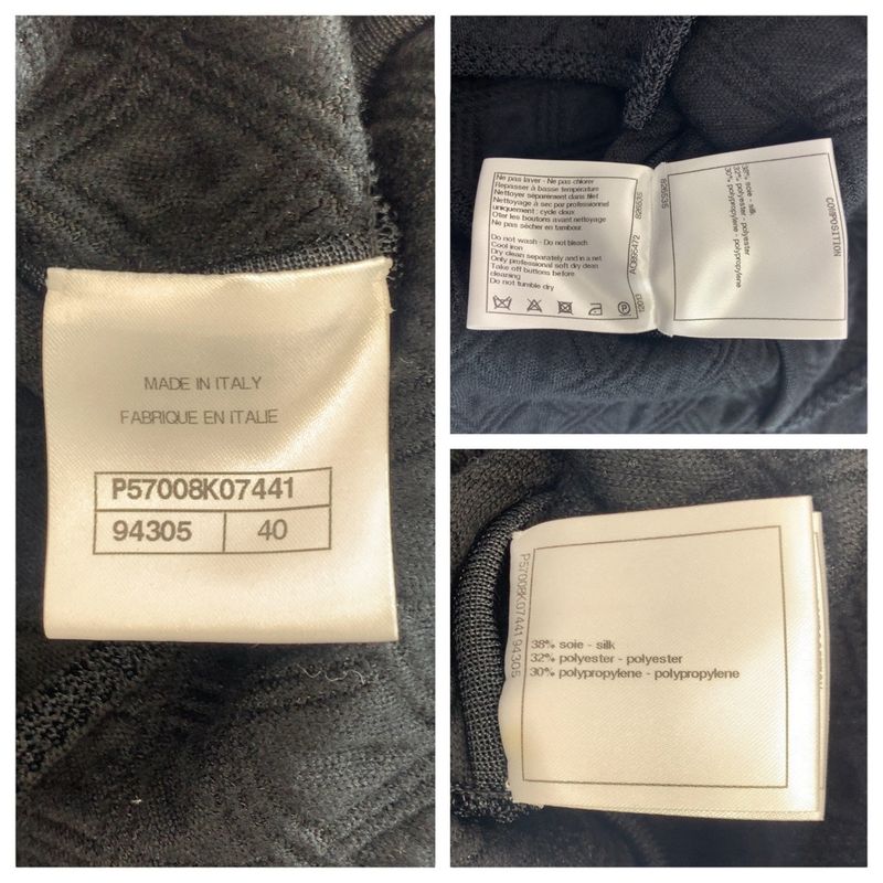 Chanel CC Logo 40 Black Silk Polyester Collarless Jacket