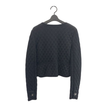 Chanel CC Logo 40 Black Silk Polyester Collarless Jacket