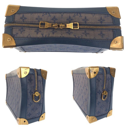 Louis Vuitton Monogram Denim Soft Trunk Navy Gold Canvas Shoulder Bag