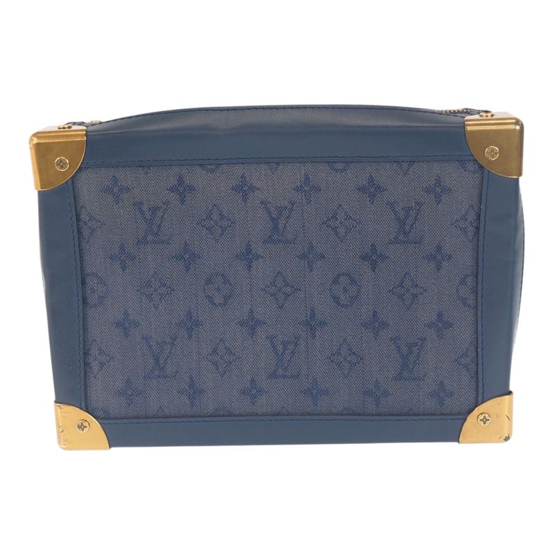 Louis Vuitton Monogram Denim Soft Trunk Navy Gold Canvas Shoulder Bag