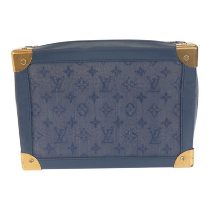 Louis Vuitton Monogram Denim Soft Trunk Navy Gold Canvas Shoulder Bag