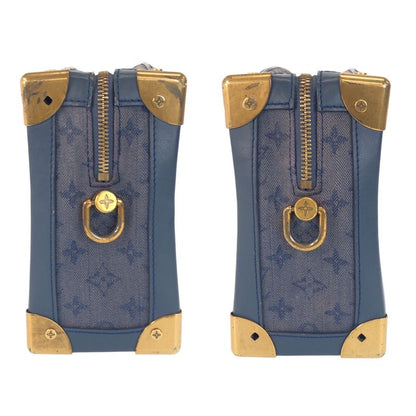 Louis Vuitton Monogram Denim Soft Trunk Navy Gold Canvas Shoulder Bag
