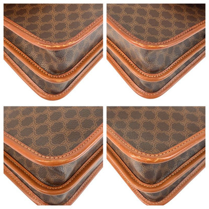 Celine Vintage Macadam Brown Gold Leather Shoulder Bag Pochette