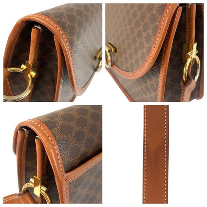 Celine Vintage Macadam Brown Gold Leather Shoulder Bag Pochette