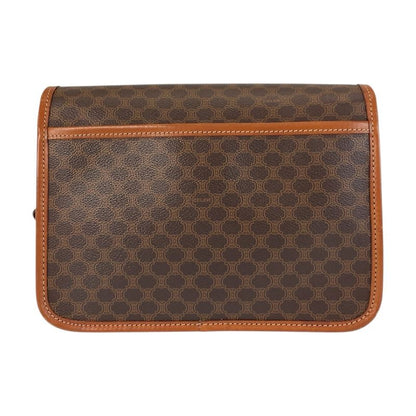 Celine Vintage Macadam Brown Gold Leather Shoulder Bag Pochette