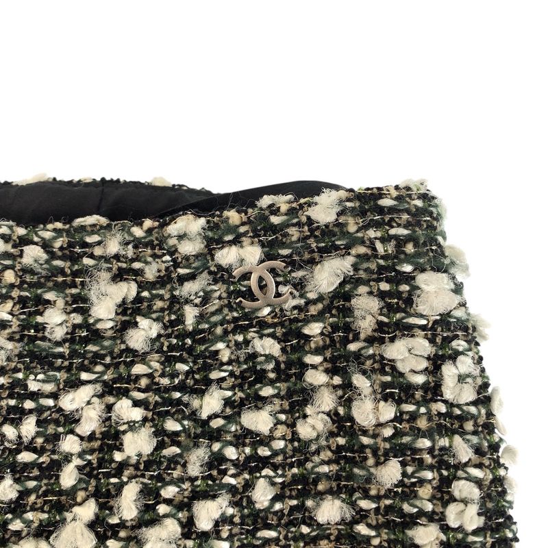 Chanel Tweed CC Logo 36 Multicolor Rayon Polyamide Silk Skirt