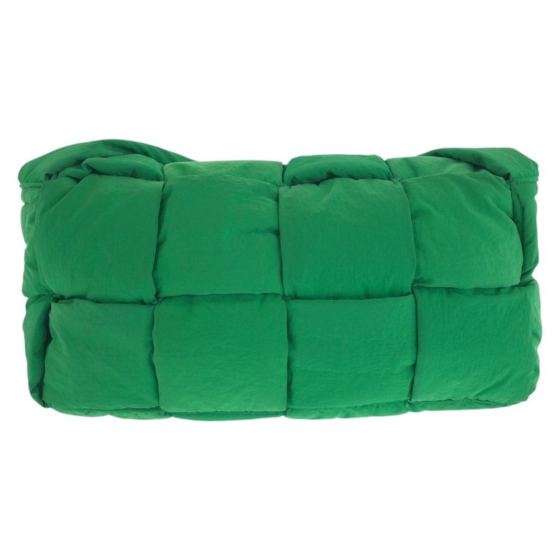 Bottega Veneta Padded Tech Cassette Green Silver Nylon Shoulder Bag