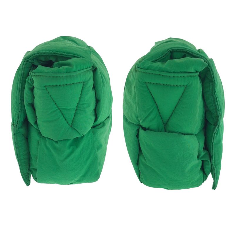 Bottega Veneta Padded Tech Cassette Green Silver Nylon Shoulder Bag