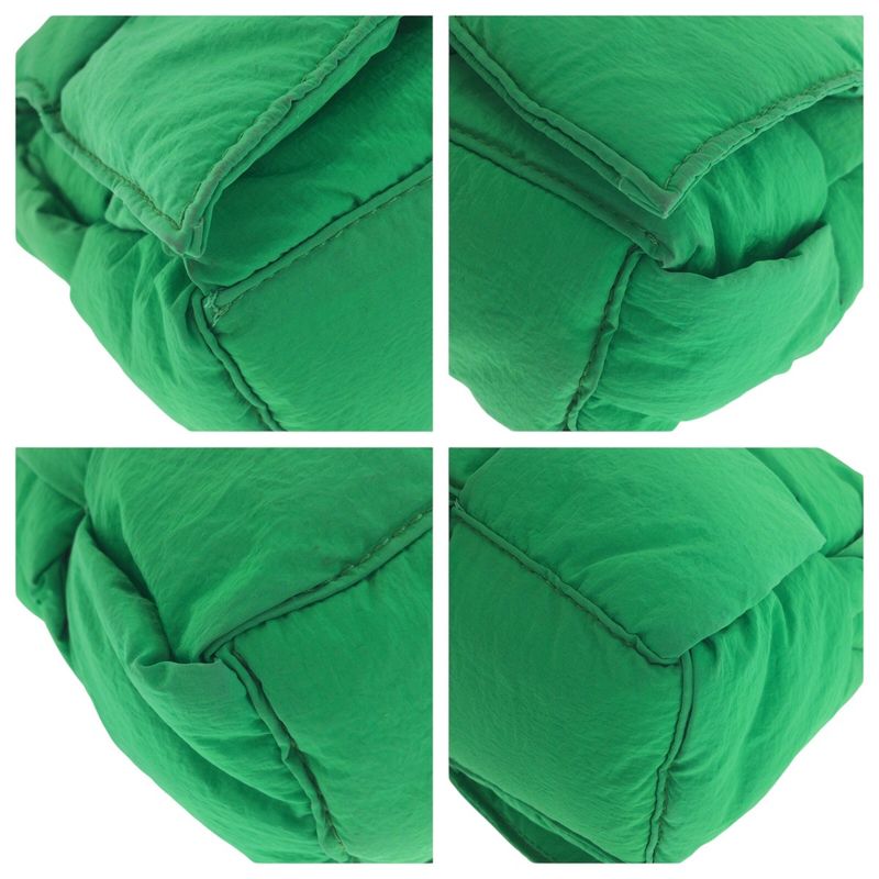 Bottega Veneta Padded Tech Cassette Green Silver Nylon Shoulder Bag