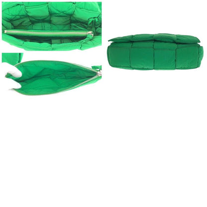 Bottega Veneta Padded Tech Cassette Green Silver Nylon Shoulder Bag