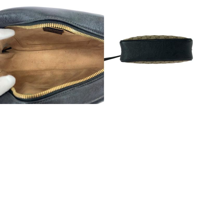 Gucci GG Marmont Brown Black Gold Canvas Leather Shoulder Bag Pochette