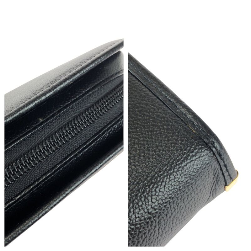 Saint Laurent Yves Vintage YSL Black Gold Leather Second Bag