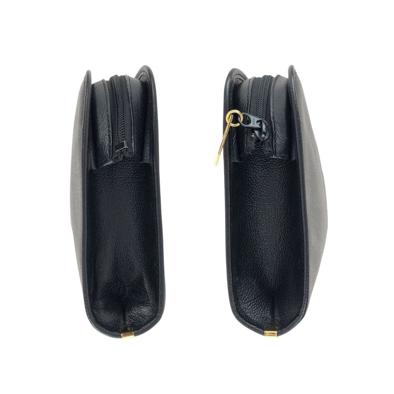 Saint Laurent Yves Vintage YSL Black Gold Leather Second Bag