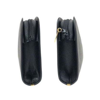 Saint Laurent Yves Vintage YSL Black Gold Leather Second Bag