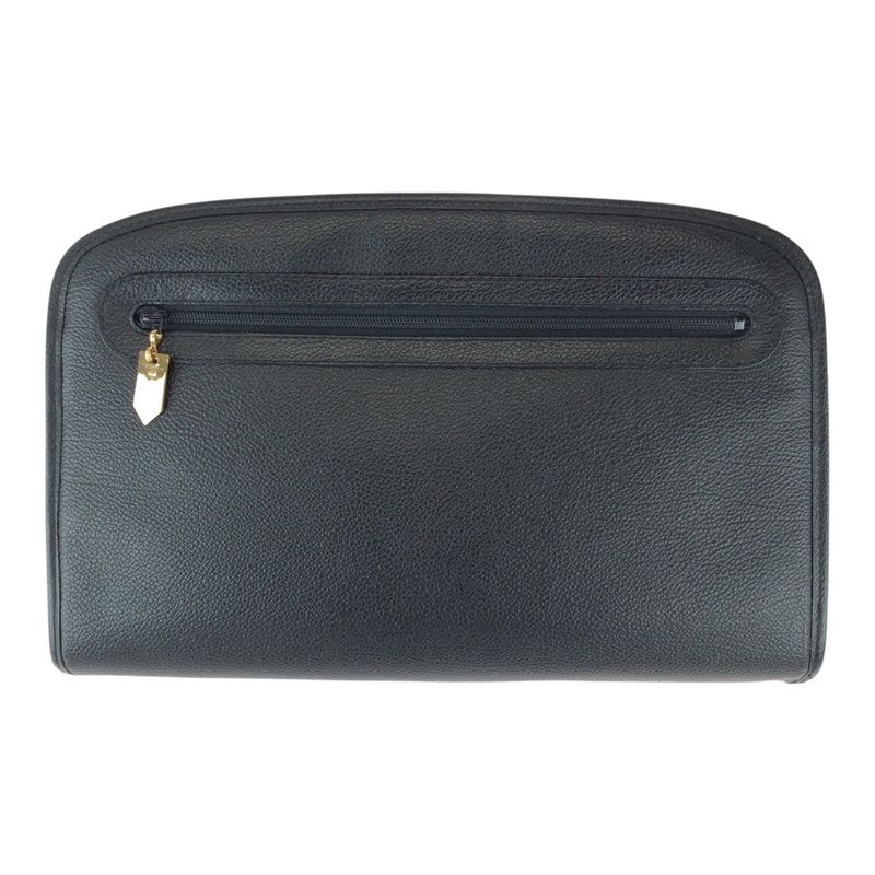 Saint Laurent Yves Vintage YSL Black Gold Leather Second Bag