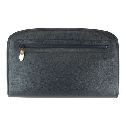 Saint Laurent Yves Vintage YSL Black Gold Leather Second Bag