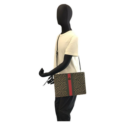 Gucci GG Carry on Sherry Line Beige Black Shoulder Bag Clutch
