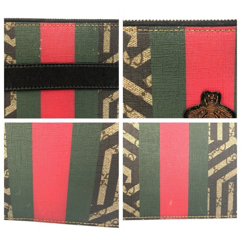 Gucci GG Carry on Sherry Line Beige Black Shoulder Bag Clutch