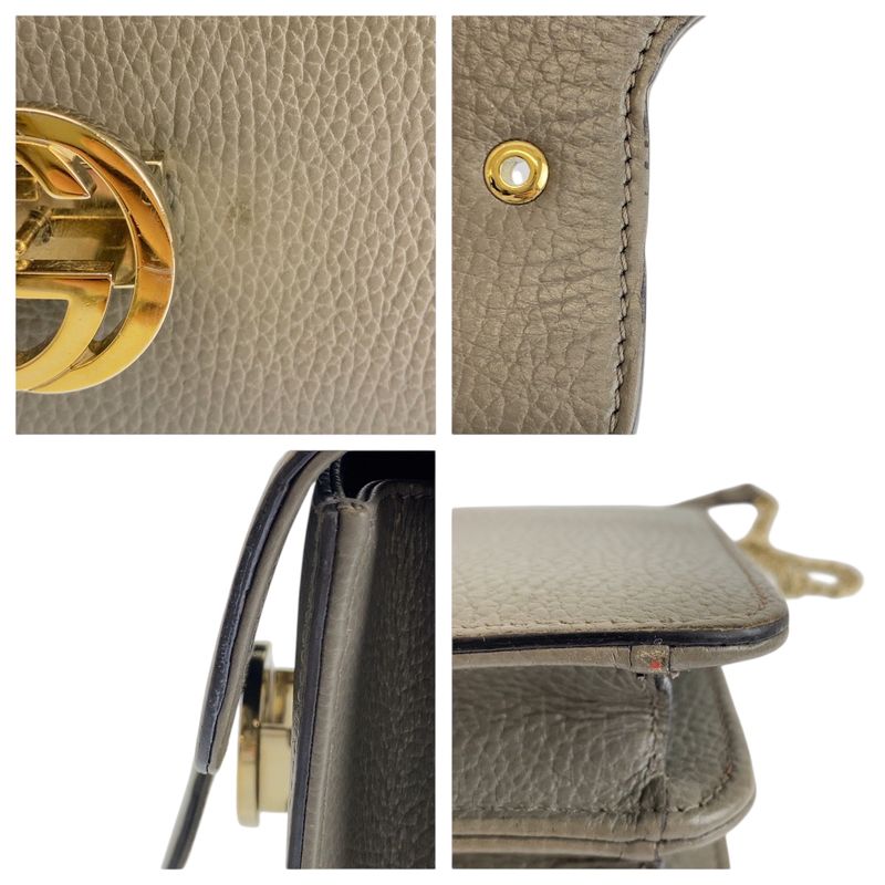Gucci Interlocking Gray Gold Leather Shoulder Bag Chain