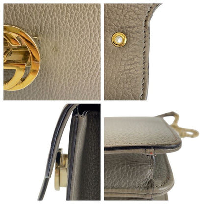 Gucci Interlocking Gray Gold Leather Shoulder Bag Chain