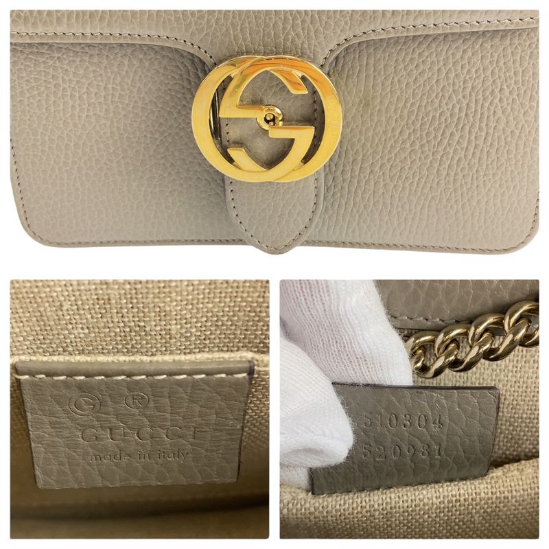 Gucci Interlocking Gray Gold Leather Shoulder Bag Chain