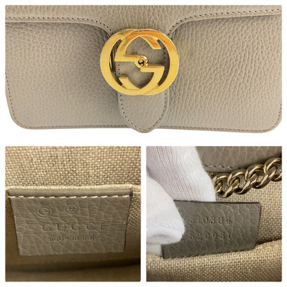 Gucci Interlocking Gray Gold Leather Shoulder Bag Chain