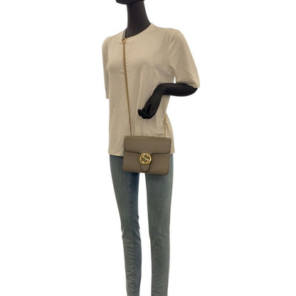 Gucci Interlocking Gray Gold Leather Shoulder Bag Chain