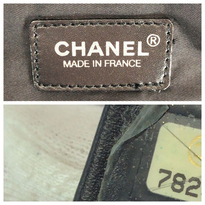 Chanel New Travel Line MM Black Nylon Leather Tote Shoulder Bag