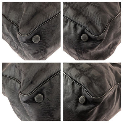 Chanel New Travel Line MM Black Nylon Leather Tote Shoulder Bag