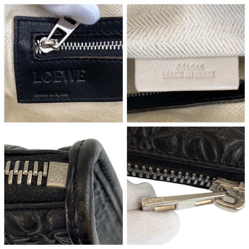 Loewe Repeat Anagram Black Silver Leather Business Briefcase